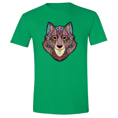 XtraFly Apparel Men's Wolf Pink Tribal Animal Crewneck Short Sleeve T-shirt