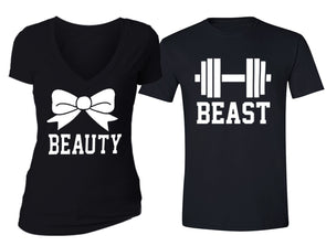 XtraFly Apparel Beauty Bow Beast Weight Valentine's Matching Couples Short Sleeve T-shirt