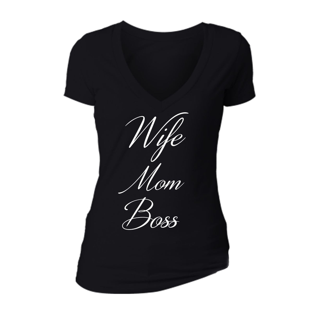 XtraFly Apparel Women's Wife Mom Boss Mother's Day Vneck Short Sleeve