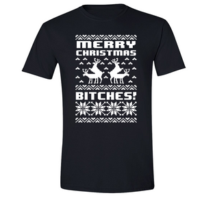 XtraFly Apparel Men's Merry Xmas B*tch*s Ugly Christmas Crewneck Short Sleeve T-shirt