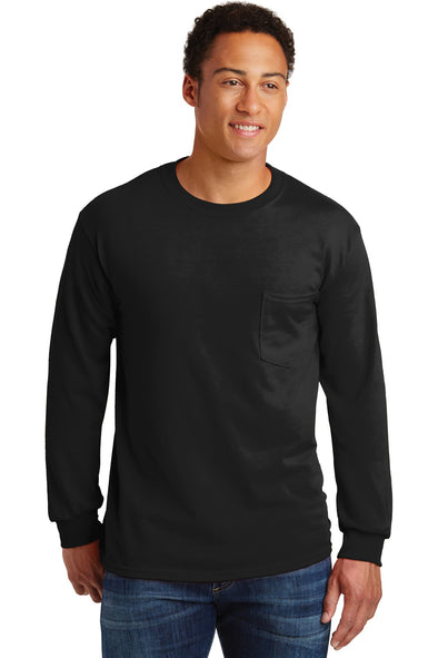 Gildan Ultra Cotton 100% Cotton Long Sleeve T-Shirt with Pocket