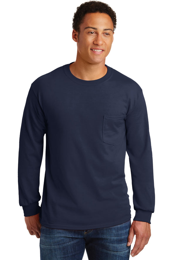 Gildan Ultra Cotton 100% Cotton Long Sleeve T-Shirt with Pocket