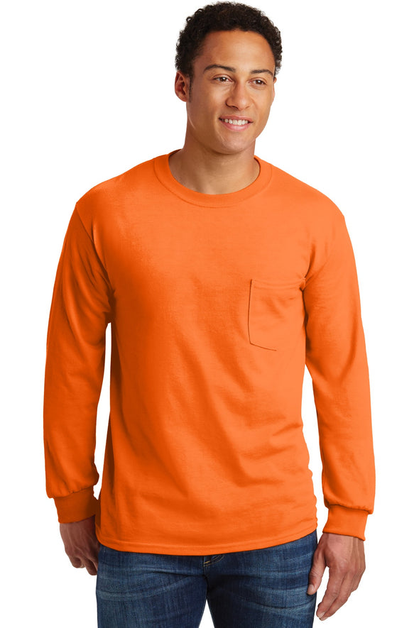Gildan Ultra Cotton 100% Cotton Long Sleeve T-Shirt with Pocket