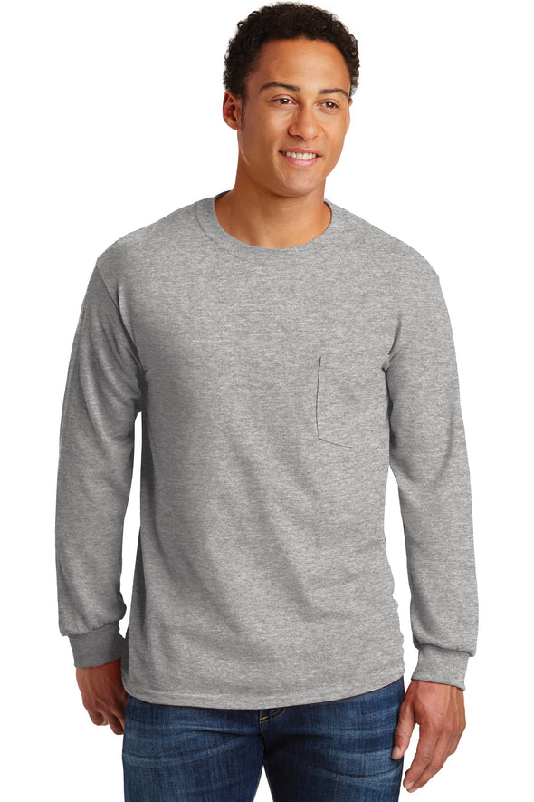 Gildan Ultra Cotton 100% Cotton Long Sleeve T-Shirt with Pocket