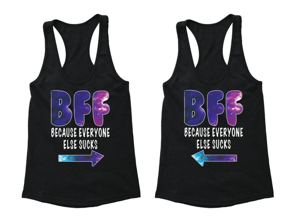XtraFly Apparel BFF Galaxy Everyone Sucks Valentine's Matching Couples Racer-back Tank-Top