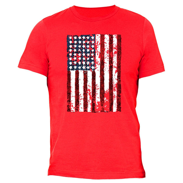 XtraFly Apparel Men's Flag USA Distressed American Pride Crewneck Short Sleeve T-shirt