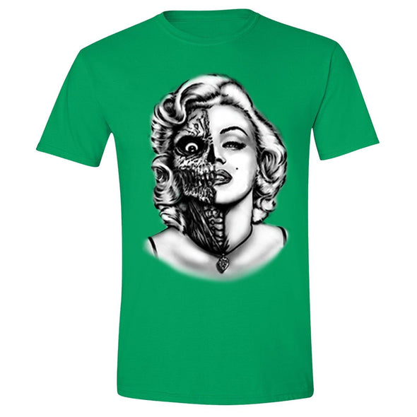XtraFly Apparel Men's Zombie Skull Marilyn Monroe Crewneck Short Sleeve T-shirt