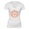 XtraFly Apparel Women's Spooky Sugarskull Halloween Pumpkin V-neck Short Sleeve T-shirt