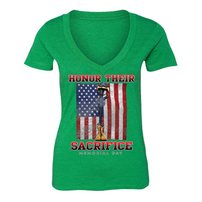 XtraFly Apparel Women's Honor Sacrifice Military Pow Mia V-neck Short Sleeve T-shirt