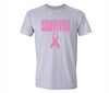 XtraFly Apparel Men's Survivor Pink Breast Cancer Ribbon Crewneck Short Sleeve T-shirt