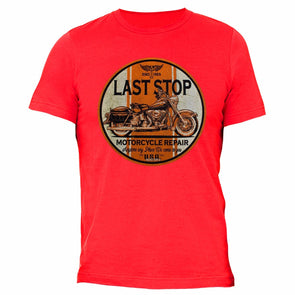 XtraFly Apparel Men's Last Stop Repair Biker Motorcycle Crewneck Short Sleeve T-shirt