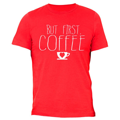 XtraFly Apparel Men's But First Coffee Novelty Gag Crewneck Short Sleeve T-shirt