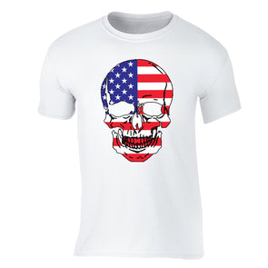 XtraFly Apparel Men's Smiling Skull American Pride Crewneck Short Sleeve T-shirt