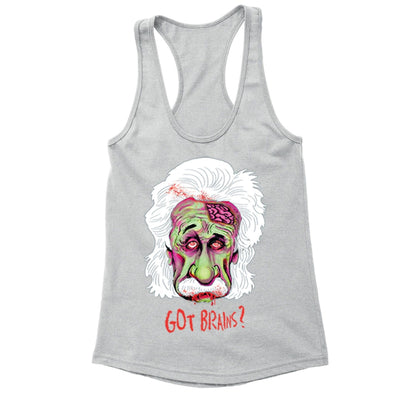 XtraFly Apparel Women's Got Brains Zombie Einstein Novelty Gag Racer-back Tank-Top