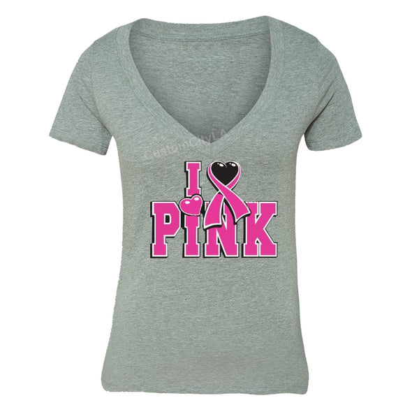 XtraFly Apparel Women's Breast Cancer Awareness V-neck Short Sleeve T-shirt