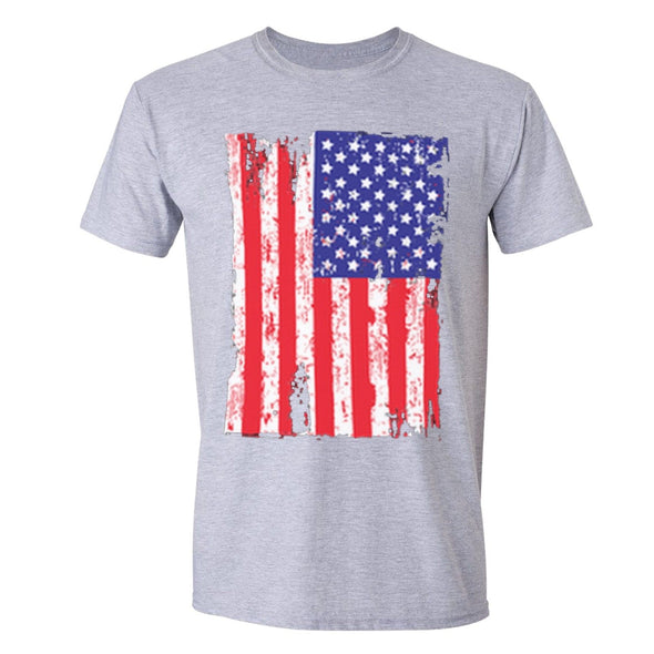 XtraFly Apparel Men's American Flag Distressed 4th of July Crewneck Short Sleeve T-shirt