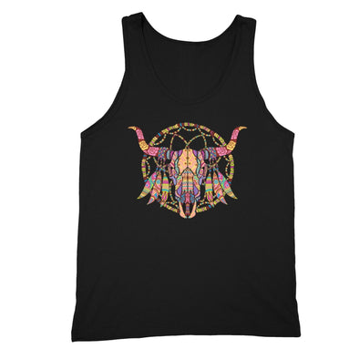 XtraFly Apparel Men's Cow Skull Dreamcatcher Pink Tribal Animal Tank-Top