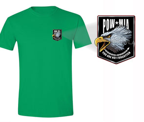 XtraFly Apparel Men's Eagle Pocket Military Pow Mia Crewneck Short Sleeve T-shirt