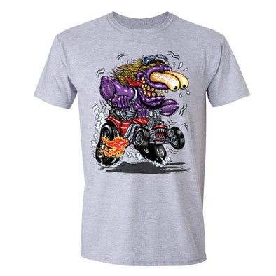 XtraFly Apparel Men's Purple Monster Hot Rod Car Truck Garage Crewneck Short Sleeve T-shirt