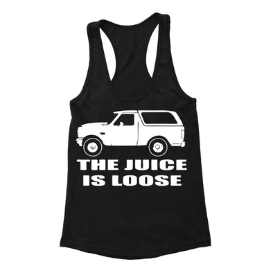 XtraFly Apparel Women's Juice is Loose Bronco OJ Simpson Novelty Gag Racer-back Tank-Top