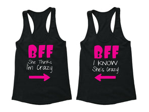 XtraFly Apparel BFF Crazy Pink Valentine's Matching Couples Racer-back Tank-Top