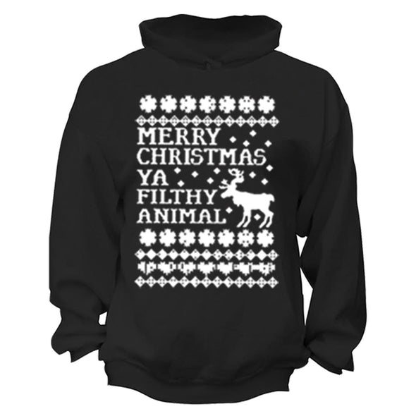 XtraFly Apparel Ya Filthy Animal Ugly Christmas Hooded-Sweatshirt Pullover Hoodie