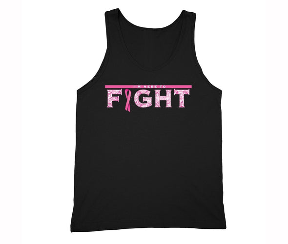 XtraFly Apparel Men's I'm Here to Fight Pink Breast Cancer Ribbon Tank-Top