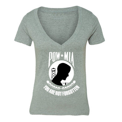 XtraFly Apparel Women's Not Forgotten Military Pow Mia V-neck Short Sleeve T-shirt