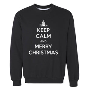 XtraFly Apparel Keep Calm And Merry Ugly Christmas Pullover Crewneck-Sweatshirt