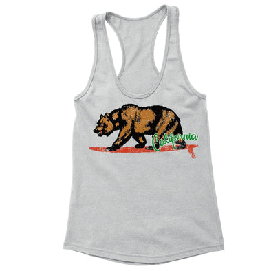 XtraFly Apparel Women's Surfing Bear California Pride Racer-back Tank-Top