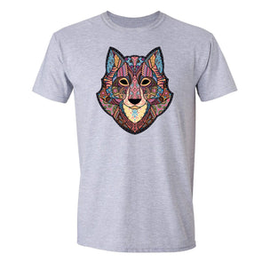 XtraFly Apparel Men's Wolf Pink Tribal Animal Crewneck Short Sleeve T-shirt