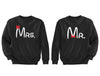 XtraFly Apparel Mr Mrs Red Bow Valentine's Matching Couples Pullover Crewneck-Sweatshirt