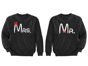 XtraFly Apparel Mr Mrs Red Bow Valentine's Matching Couples Pullover Crewneck-Sweatshirt