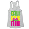 XtraFly Apparel Women's Stacked Cali Neon Bear California Pride Racer-back Tank-Top