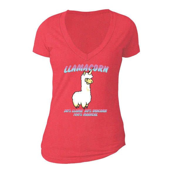 XtraFly Apparel Women's Unicorn Llamacorn Llama Novelty Gag V-neck Short Sleeve T-shirt