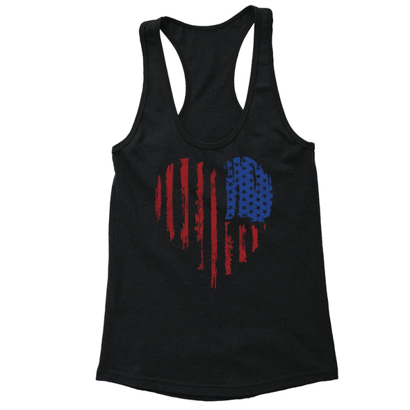 XtraFly Apparel Women's American Flag Distressed 4th of July Racer-back Tank-Top