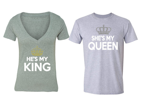 XtraFly Apparel Rey Reina King Queen Valentine's Matching Couples Short Sleeve T-shirt