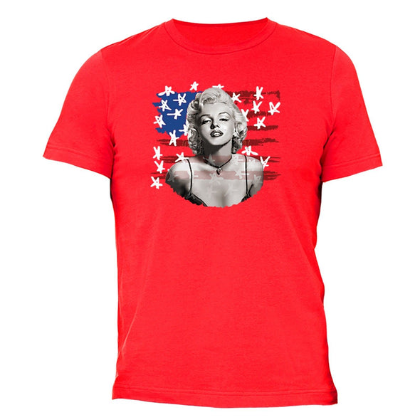 XtraFly Apparel Men's Marilyn Monroe USA Flag American Pride Crewneck Short Sleeve T-shirt