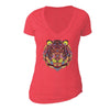 XtraFly Apparel Women's Tiger Pink Tribal Animal V-neck Short Sleeve T-shirt