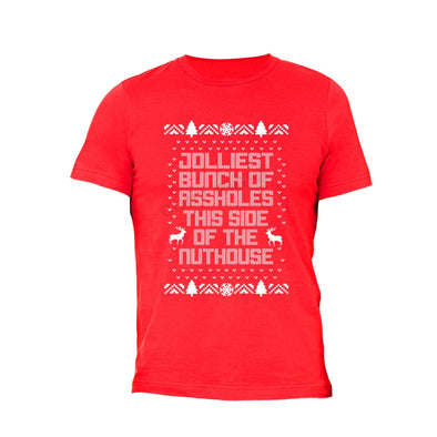 XtraFly Apparel Men's Bunch Assholes of Nuthouse Ugly Christmas Crewneck Short Sleeve T-shirt