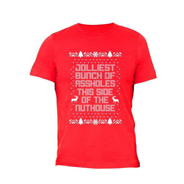 XtraFly Apparel Men's Bunch Assholes of Nuthouse Ugly Christmas Crewneck Short Sleeve T-shirt