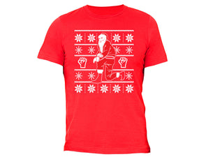 XtraFly Apparel Men's Kneeling Santa Ugly Christmas Crewneck Short Sleeve T-shirt