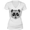 XtraFly Apparel Women's Panda Sugarskull Skulls Day Of Dead V-neck Short Sleeve T-shirt