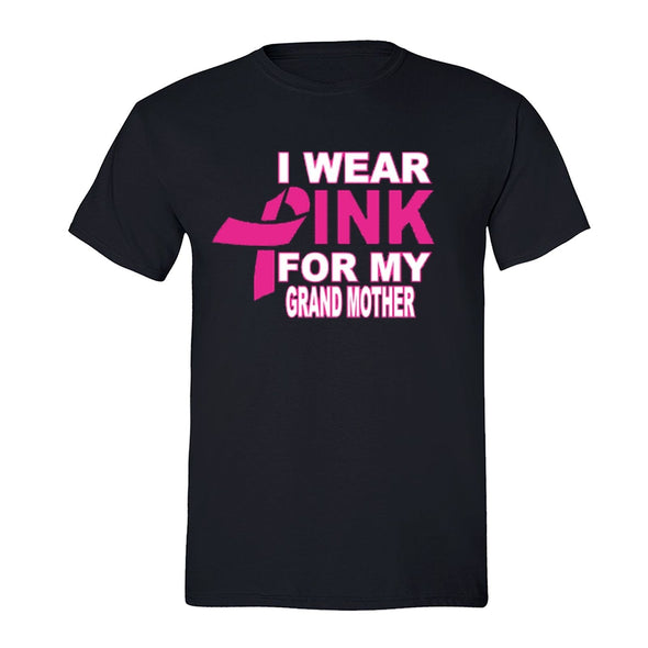 XtraFly Apparel Men's I Wear Pink Grandmother Breast Cancer Ribbon Crewneck Short Sleeve T-shirt