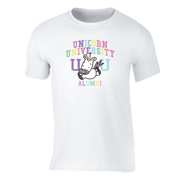 XtraFly Apparel Men's Unicorn University Alumni Novelty Gag Crewneck Short Sleeve T-shirt