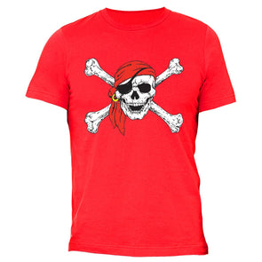 XtraFly Apparel Men's Jolly Roger Rodger Pirate Skulls Day Of Dead Crewneck Short Sleeve T-shirt