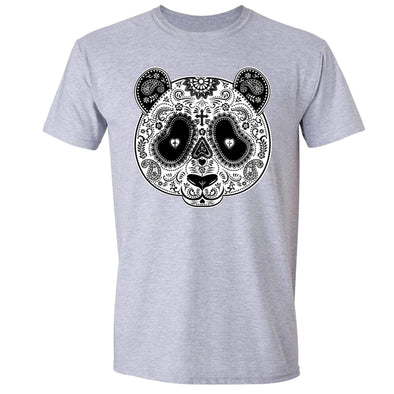 XtraFly Apparel Men's Panda Sugarskull Skulls Day Of Dead Crewneck Short Sleeve T-shirt