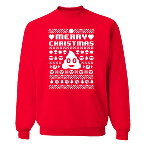 XtraFly Apparel Merry Xmas Emoji Poop Ugly Christmas Pullover Crewneck-Sweatshirt