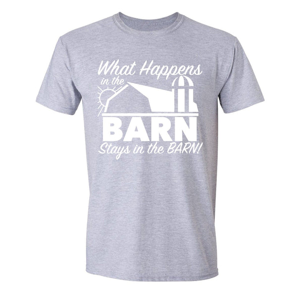 XtraFly Apparel Men's What Happens Barn Novelty Gag Crewneck Short Sleeve T-shirt