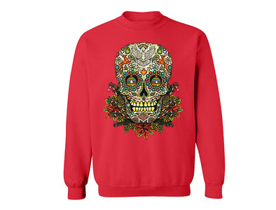 XtraFly Apparel Sugar Skull Tree Ugly Christmas Pullover Crewneck-Sweatshirt